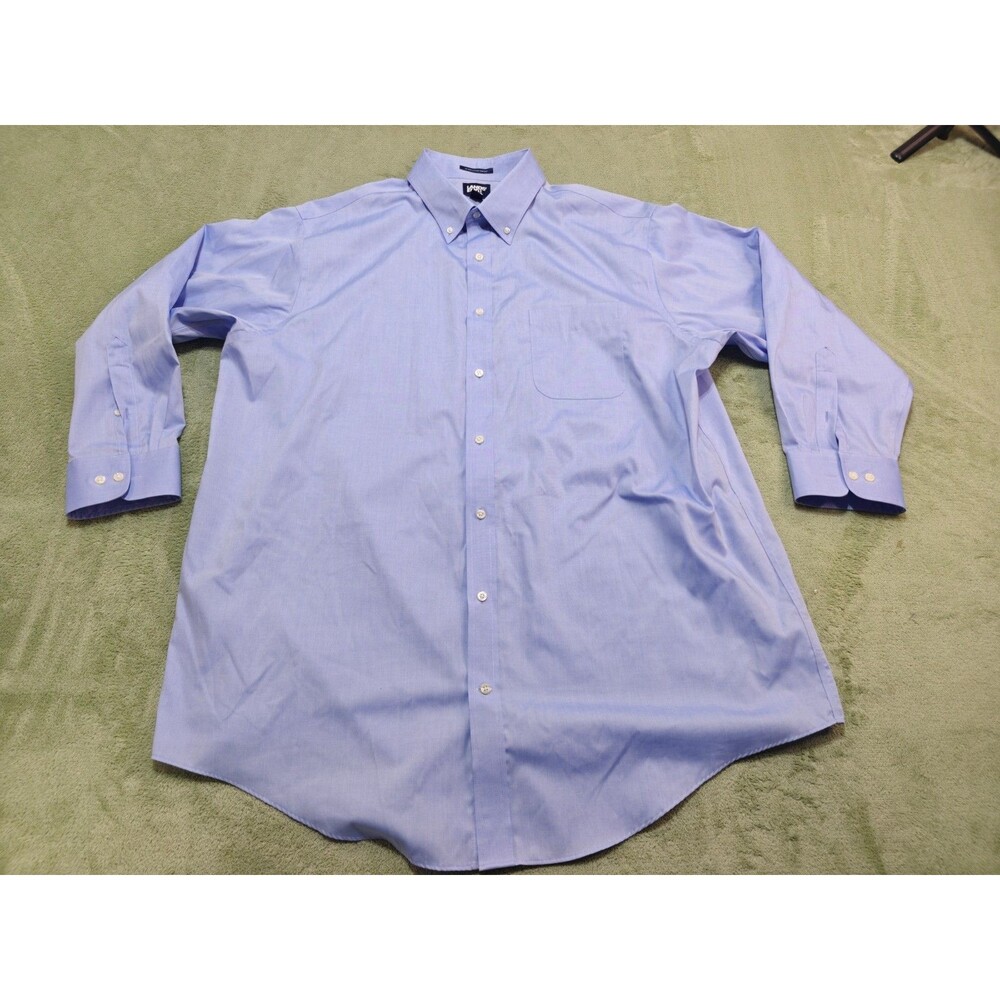 Lands' End Traditional Fit Blue Supima Cotton Long Sleeve Dress Shirt 18.5 34